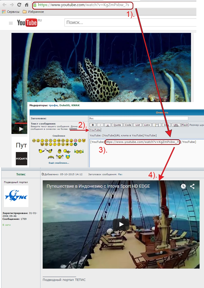 Видеоролики с YouTube на форуме Подводного портала